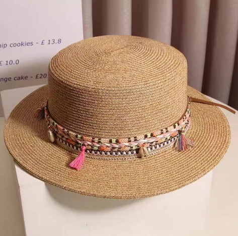 Солом'яний жіночий капелюшок з коричневого паперу в стилі Boho Chic
