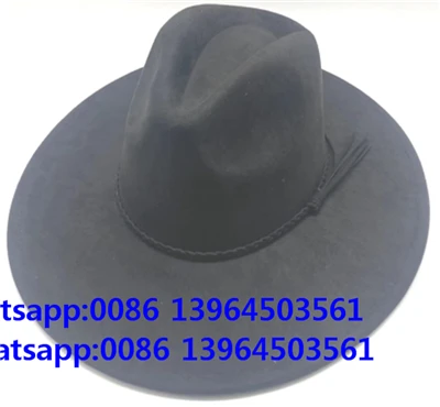 Вовняний чорний капелюх Rancher Fedora Ковбойський капелюх