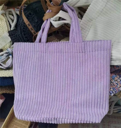 Фіолетова вельветова жіноча сумка для покупок